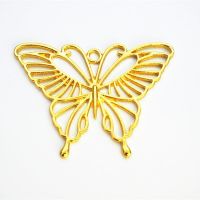 SENG♪Gold Butterfly Metal Frame Pendant Open Bezel Setting DIY Jewelry