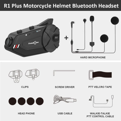 FreedConn R1Plus Motorcycle Intercom moto helmet Bluetooth headset Video Recorder IP65 6Riders motor headphone WiFI 1000M Group