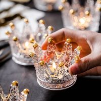 Glass Candlestick Golden Inlay Wind Crown Three-dimensional Glass Candlestick Acrylic UV Gel Painting Pen Holder Manicure Tool