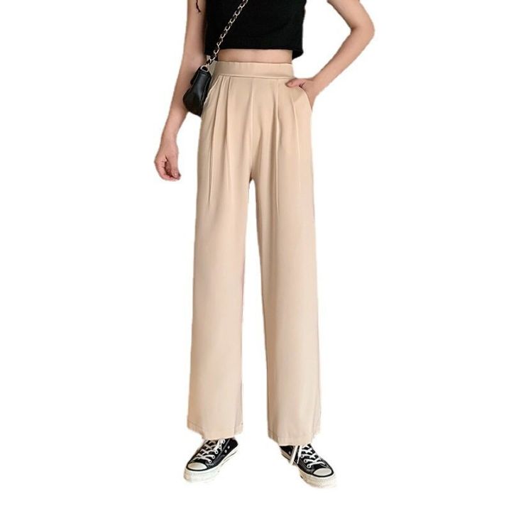 la-mode-กางเกงขายาว-กางเกงขายาวผญ-กางเกงผู้หญิง-ชนิดผ้ายืด-ทรงหลวม-สไตล์เกาหลี-44z22102601