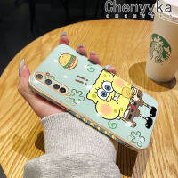 เคส Chenyyyka สำหรับ Realme 6 Pro ลายการ์ตูนน่ารักสพันชบ็อบสแควร์แพนท์ใหม่กรอบสี่เหลี่ยมเคสชุบซิลิก้าเจลนิ่มกันกระแทกฝาครอบป้องกันเคสมือถือ