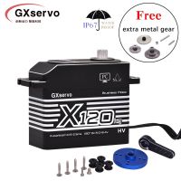 GXservo 120KG เกียร์โลหะ CNC แบบไร้แปรงแรงบิดขนาดใหญ่แรงบิดสูงน้ำหนักเซอร์โวแบบกันน้ำใช้กับรถ1.5รถ RC