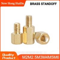 M2.5 M3 M4 Hex ทองเหลืองเมนบอร์ดชายหญิง Standoff ทองแดง Mount Board Rack Stud เกลียวเสา PCB คอลัมน์ Spacer สกรู