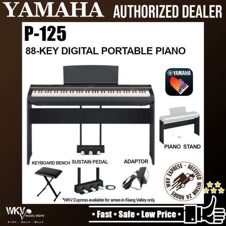 Yamaha P125 88-Keys Digital Piano with Keyboard Bench - Black (P-125 ...