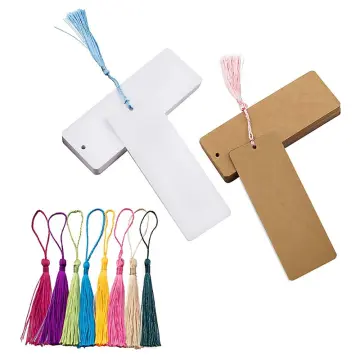 Set Of 100 Blank Bookmarks With Colorful Tassels Crafting Material Pack  Handmade Paper Bookmarks For Diy And Gift Tags
