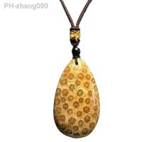 Chrysanthemum Natural Stone Pendants water drop pendant sweater chain Necklace Beauty for Women Men Lovers Crystal Jewelry