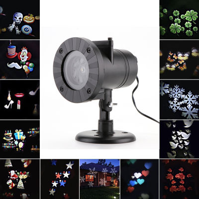 12 Patterns LED Projector Lamp Christmas Snowflake Heart Birthday Wedding Party LED Projection Light Home Xmas Halloween Decor