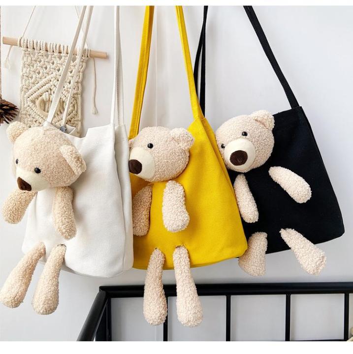 กระเป๋าผ้า-กระเป๋าตุ๊กตาหมี-กระเป๋านักศึกษา-น่ารักทันสมัย-รุ่นqn-bear