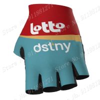 Lotto Dstny Team ถุงมือปั่นจักรยานถุงมือถุงมือครึ่งนิ้วสำหรับจักรยานจักรยานสีแดง2023คู่ขนาดเดียว M-XL Gant Cyclisme