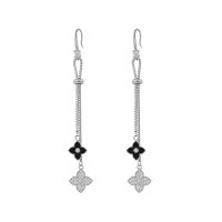 OYB new long chain tassel four-leaf clover pendant earrings Korean women classic ear hook earrings jewelry chain fashion earring