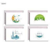 QIANNY Friends 6ชิ้น/เซ็ตรูปแบบที่หลากหลายดวงจันทร์และดาว Eid Mubarak การ์ดทักทายอิสลามมุสลิมของขวัญการ์ดทักทาย Eid Mubarak การ์ดที่มีซองจดหมาย Eid Card และชุดซองจดหมายซองจดหมาย Eidi รอมฎอน