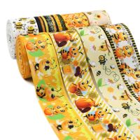 5 Yards 1.5" 38MM Bee Printed Grossgrain Ribbon For Hair Accessories DIY Crafts Handmade Y2021050801 Gift Wrapping  Bags