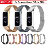 สายนาฬิกาสเตนเลสสตีล Milanese สำหรับ Samsung Galaxy Fit 2 SM-R220สายรัดข้อมือทดแทนสายรัดข้อมือ