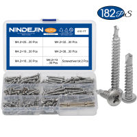 Nindejin สกรูเกลียวเจาะหัวกระทะ Phillips 182ชิ้น,สกรูเกลียวปล่อย410สแตนเลส M4.2สกรูเจาะด้วยตนเอง