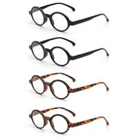 ♨ JM 4pcs/set Spring Hinge Round Reading Glasses Men Women Magnifier Diopter Presbyopic Glasses Reading