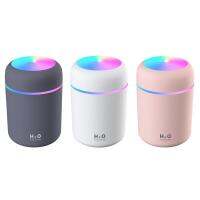 เครื่องพ่นไอน้ำ เครื่องพ่นอโรม่า Air Humidifier Aroma Essential Oil Diffuser 300Ml USB Cool Mist น้ำมันหอมระเหยที่มีสีสันโคมไฟสำหรับรถบ้าน Mini Home Office Car