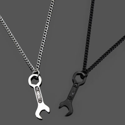 Mens Necklaces Simple Pendant Necklace Jewelry Gifts Wrench Tool Pendant Necklace Black Pendant Necklace Fashion Pendant Necklace