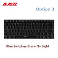 Ajazz คีย์บอร์ดเล่นเกมกลไก Ak33 82ปุ่มมีสาย Rgb สีฟ้าสำหรับเกมพีซีที่มีไฟ Backlit