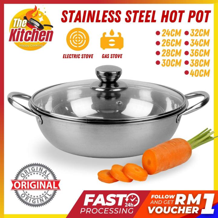 Pot Shabu Hot Stainless Steel Soup Stock Pots Cooker Gas Cooking