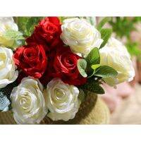 Artificial Rose Flower Bouquet Lifelike Fake Rose For Home Wedding Party Decora  Office Table Decoration Garden Outdoor Indoor Decora Bedroom Dinning room Table Decora-6PC