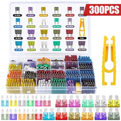 300Pcs Truck Blade Car Fuse Kit 2A/3A/5A/7.5A/10A/15A/20A/25A/30A/35A/40AMP Blade Fuses for Cars Trucks Boats Auto Accessories Fuses Accessories