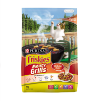 Friskies Meaty Grills ฟริสกี้ส์ อาหารแมวโต-เนื้อไก่ เนื้อวัว ไก่งวง (แดง) 3 KG