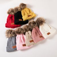 【YD】 Warm Pompom Baby Knitted Hat Color Infant Beanie Cap for Boys Kids Thick Hats Bonnet 아기 모자