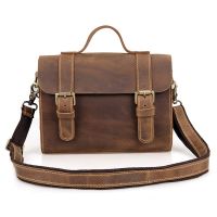 [COD]VARZALO MAN Men S Real-Leather Bag High Quality Genuine Cattlehide Leather Surface Women S Men S Messenger Bag Crazy Horse Leather R Strong Durable Small Square Bag Crossbody Bag