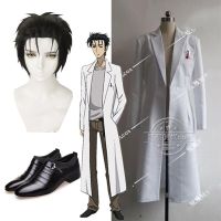 Anime Steins Gate Okabe Rintarou Cosplay Costume Coat Long Jacket White Jacket Cosplay Black Wig Shoes For Halloween Party Cos