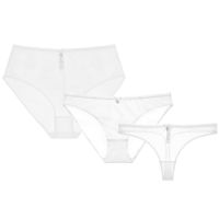 Varsbaby sexy transparent yarn underwear 3 pcs briefs+thongs+ high waist panties S M L XL XXL for ladies