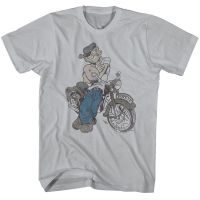 Popeye The Sailor 1960การ์ตูน100% นักขี่จักรยาน,เสื้อยืดผู้ชายไซส์พิเศษเสื้อยืดของขวัญคริสต์มาส