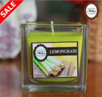 เทียนหอมในแก้วเหลี่ยมเล็ก 265 กรัม กลิ่นตะไคร้ Lemongrass