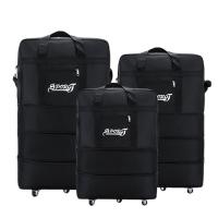 【LZ】☈  Saco de bagagem dobrável companhia aérea verificado saco oxford grande capacidade viagem universal roda em movimento saco de armazenamento rolamento embalagem cubos