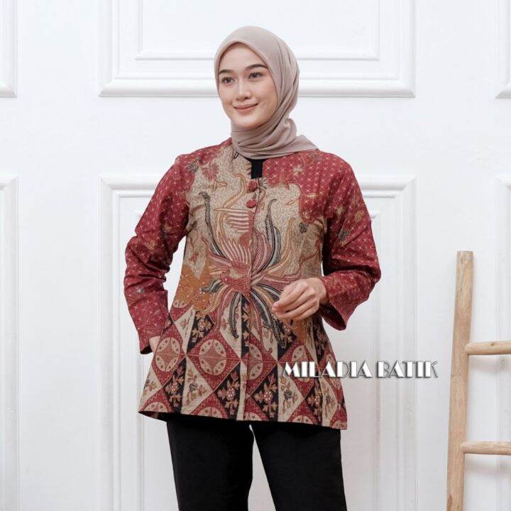 Baju Batik Wanita Atasan Blus Batik Pekalongan Murah Kemeja Lengan ...