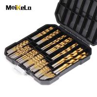 Meikela 99 Pcs Titanium Drill Bit Set for Steel Wood Plastic  Metal Copper Aluminum Alloy with Storage Case Drills Drivers