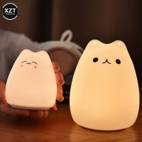✵✴ Nightlight LED Lamp Indoor Mini Cute Cartoon Cat Touch Soft Silicone Bedside Lights For Household Kids Toy Gifts Room Decor Lamp