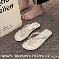 Flip-flops female summer wear clip toe is cool procrastinate in 2023 the new web celebrity diamond flat sandals ins super fire