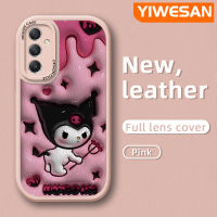 YIWESAN เคสปลอกสำหรับ Samsung A14 A34 5G,3D การ์ตูนน่ารักคุโรมเคสใส่โทรศัพท์หนังแฟชั่นซิลิโคนกันกระแทกเคสป้องกันฝาหลังอ่อนนุ่มเลนส์รวมทุกอย่าง