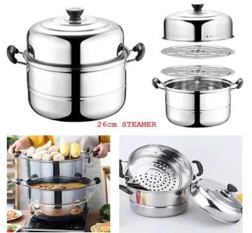 Behogar Stackable Stainless Steel Pressure Cooker Steamer Insert Pans with  Sling for 5-6 Quart Instant