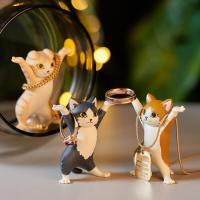 16 Models Cute Cats Pen Holder Funny Cat Doll Ornament Dancing Cat Crafts Earphone Holder For Office Desk Home Decor Accessories