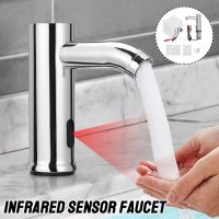 Stainless Steel Bathroom Automatic Infrared Sensor Sink Touchless Faucet Basin Water Tap Single Cold Deck Mounted