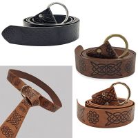 Limited Time Discounts Retro Leather Belt Medieval Embossed Viking Vegvisir PU Leather O Ring Belt Renaissance Knight Buckles Belt Leather