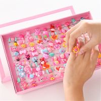 10pcs/lot Childrens Cartoon Rings Candy Flower Animal Bow Shape Ring Set Mix Finger Jewelry Rings Kid Girls Toys