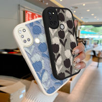 เคสลายทิวลิป Lambskin สำหรับ Realme C17 7i Aisa C11 C12 C15 C21 C21Y C25 C31 C35 Narzo 20 50A เคสโทรศัพท์ที่ดีที่สุดป้องกันเลนส์ครอบคลุมหนัง PU + กันแดดป้องกันปลอกนิ่มซิลิโคน