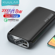 KUULAA Pin dự phòng 20000mAh Đầu ra USB kép Sạc nhanh QC3.0 PD LED Màn