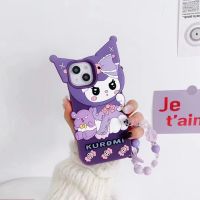 Sanrio Kuromi three-dimensional purple style with bracelet cartoon Phone Cases For iPhone 14 13 12 11 Pro Max Back Cover