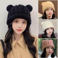 【YD】 2023 Womens Knitted Hat Ears Adult Soft Thickened Outdoor Ear Protection Warm