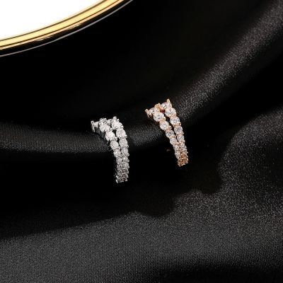 [COD] Korean version of personalized earrings without pierced ears double-layer temperament micro-inlaid zircon ear bone clip fashionable and sexy accessories