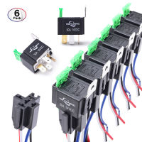 MICTUNING 12V Fuse Relay Switch 6pcs 30A Fuse Relay Switches Harness Set 12V DC 4-Pin SPST Automotive Relays 14 AWG Hot Wires