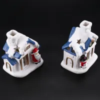 Christmas LED Light Snow House Village Luminous Christmas Ornament Figurine Crafts Xmas Decor